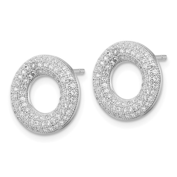 Sterling Silver & CZ Brilliant Embers Circle Post Earrings - Picture 4 of 4